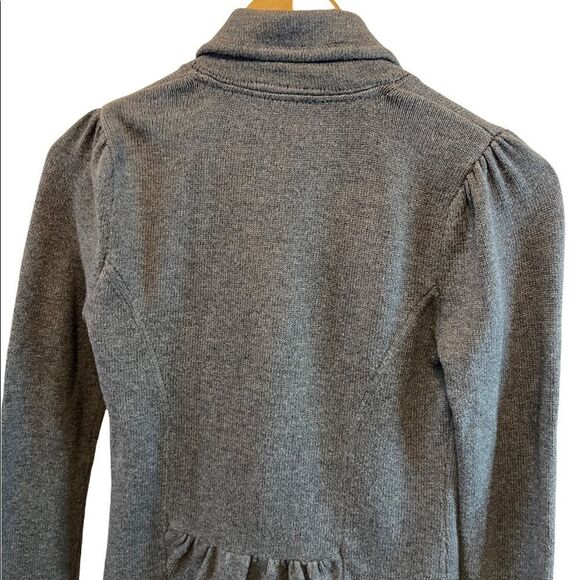 TWIK Grey Heavy Knit Button Up Bow Collar Shirt Blazer S - Picture 3 of 9